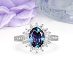 Exquisite Luxury Pavé Set 4 Prong Oval Cut Alexandrite Wedding Ring - Additional view