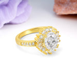 Exquisite Luxury Pavé Set 4 Prong Oval Cut Moissanite Wedding Ring - Additional view