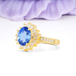 Exquisite Luxury Pavé Set 4 Prong Oval Cut Sapphire Wedding Ring - Additional view