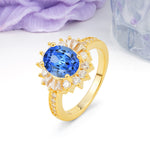 Exquisite Luxury Pavé Set 4 Prong Oval Cut Sapphire Wedding Ring - Additional view