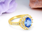 Exquisite Luxury Pavé Set 4 Prong Oval Cut Sapphire Wedding Ring - Additional view