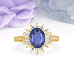 Exquisite Luxury Pavé Set 4 Prong Oval Cut Tanzanite Wedding Ring - Additional view
