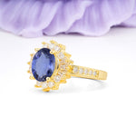 Exquisite Luxury Pavé Set 4 Prong Oval Cut Tanzanite Wedding Ring - Additional view