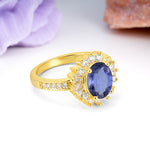 Exquisite Luxury Pavé Set 4 Prong Oval Cut Tanzanite Wedding Ring - Additional view