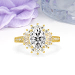Exquisite Luxury Pavé Set 4 Prong Oval Cut Lab Diamond Wedding Ring - Additional view
