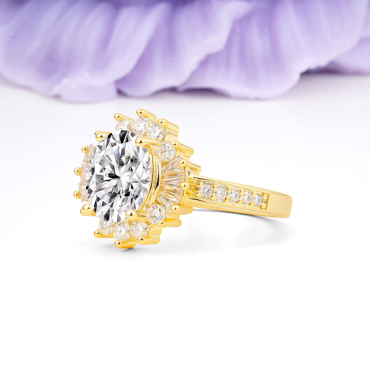Exquisite Luxury Pavé Set 4 Prong Oval Cut Lab Diamond Wedding Ring - Additional view