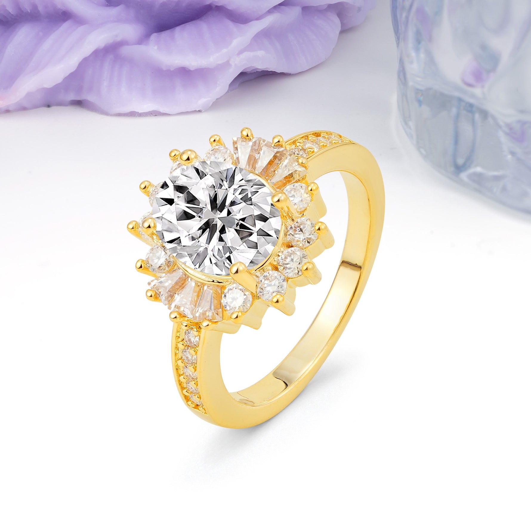 Exquisite Luxury Pavé Set 4 Prong Oval Cut Lab Diamond Wedding Ring - Additional view