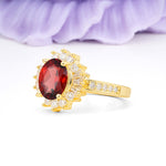 Exquisite Luxury Pavé Set 4 Prong Oval Cut Garnet Wedding Ring - Additional view