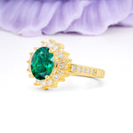 Exquisite Luxury Pavé Set 4 Prong Oval Cut Emerald Wedding Ring - Additional view