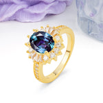 Exquisite Luxury Pavé Set 4 Prong Oval Cut Alexandrite Wedding Ring - Additional view