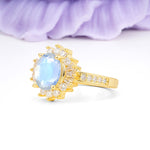 Exquisite Luxury Pavé Set 4 Prong Oval Cut Moonstone Wedding Ring - Additional view