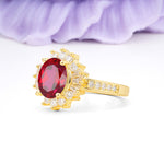 Exquisite Luxury Pavé Set 4 Prong Oval Cut Ruby Wedding Ring - Additional view