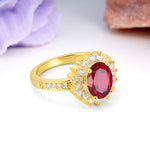 Exquisite Luxury Pavé Set 4 Prong Oval Cut Ruby Wedding Ring - Additional view