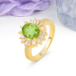 Exquisite Luxury Pavé Set 4 Prong Oval Cut Peridot Wedding Ring - Additional view