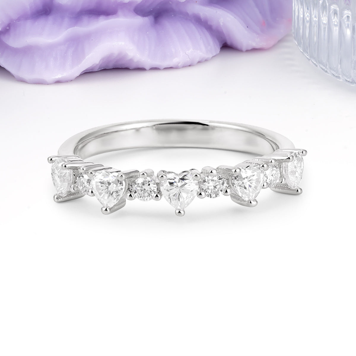 Unique Luxury 4 Prong Heart Cut Moissanite Wedding Ring - Additional view