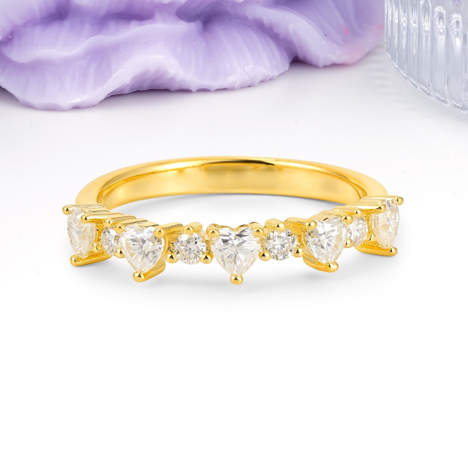 Unique Luxury 4 Prong Heart Cut Moissanite Wedding Ring - Additional view