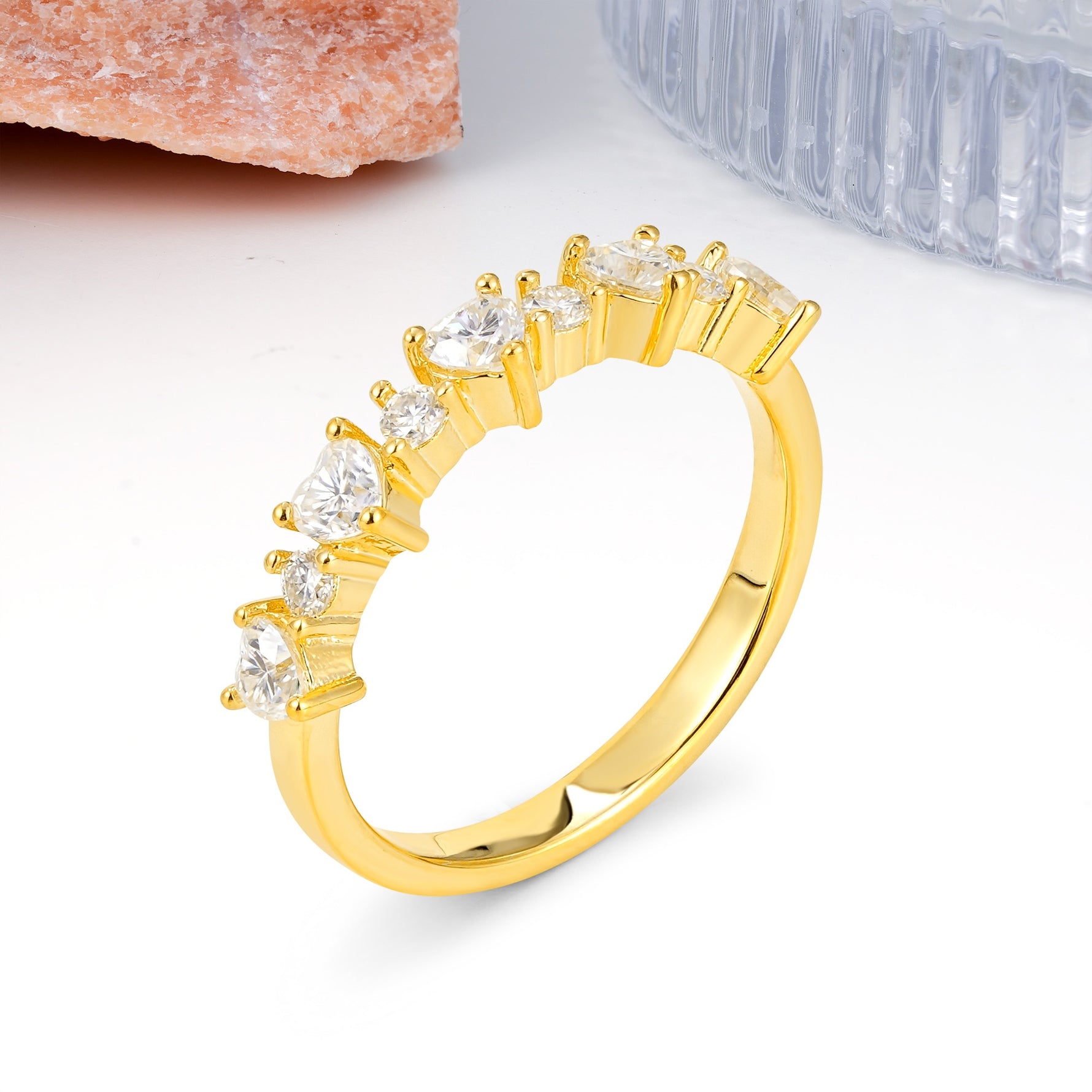 Unique Luxury 4 Prong Heart Cut Moissanite Wedding Ring - Additional view