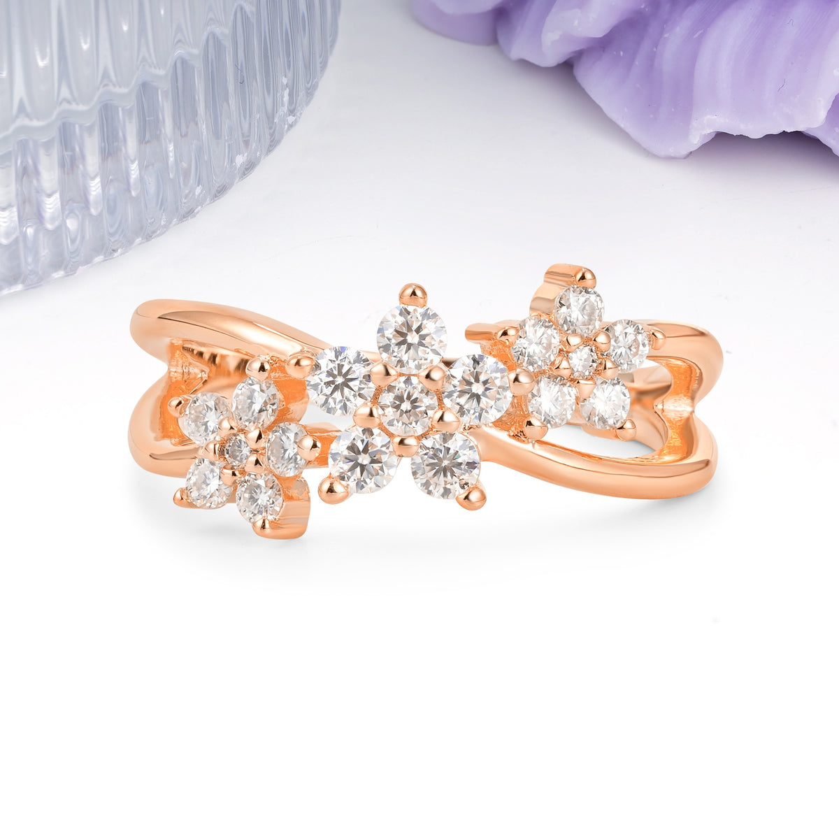 Unique Luxury Flower Shaped Moissanite Wedding Ring - Additional view