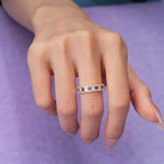 Alternating Baguette Amethyst Round Cut Wedding Ring - Additional view