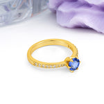 Minimalist Pavé-Set, Luxurious 6-Prong Round Cut Sapphire Engagement Ring - Additional view