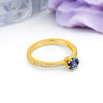 Minimalist Pavé-Set, Luxurious 6-Prong Round Cut Alexandrite Engagement Ring - Additional view