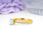 Minimalist Pavé-Set, Luxurious 6-Prong Round Cut Moonstone Engagement Ring - Additional view
