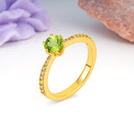Minimalist Pavé-Set, Luxurious 6-Prong Round Cut Peridot Engagement Ring - Additional view