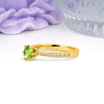 Minimalist Pavé-Set, Luxurious 6-Prong Round Cut Peridot Engagement Ring - Additional view