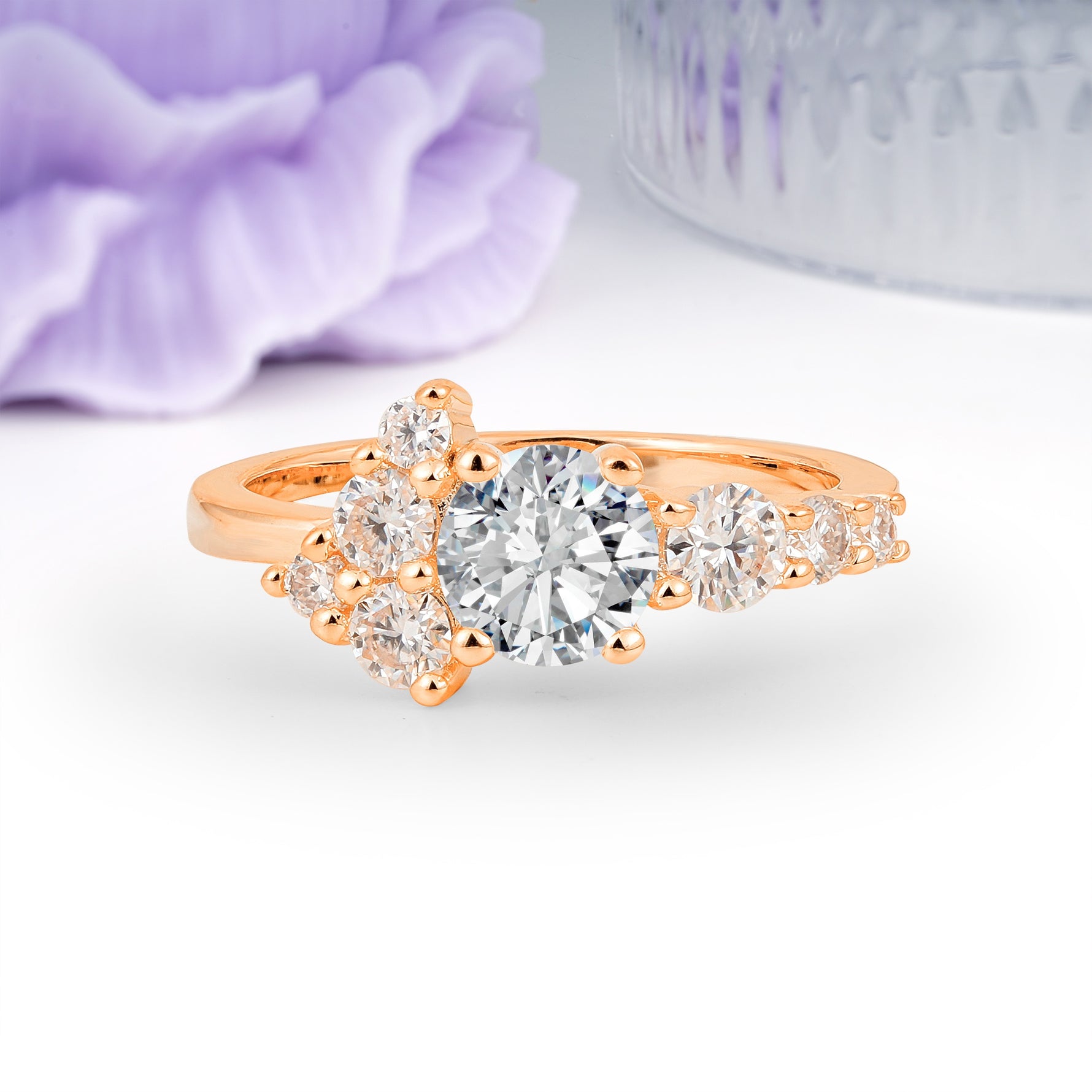 Unique and Luxurious 4-Prong Round Cut Lab Diamond Engagement Ring - Additional view