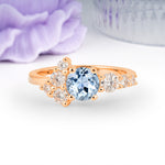 Unique and Luxurious 4-Prong Round Cut Aquamarine Engagement Ring - Additional view