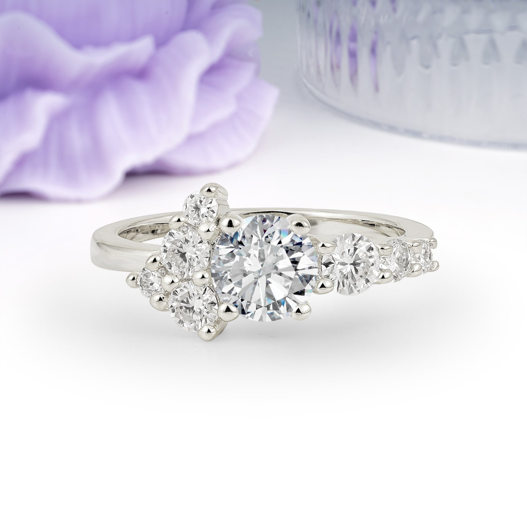 Unique and Luxurious 4-Prong Round Cut Lab Diamond Engagement Ring - Additional view