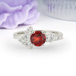 Unique and Luxurious 4-Prong Round Cut Garnet Engagement Ring - Additional view
