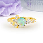 Unique and Luxurious 4-Prong Round Cut Fire Opal Engagement Ring - Additional view