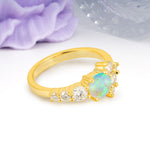 Unique and Luxurious 4-Prong Round Cut Fire Opal Engagement Ring - Additional view