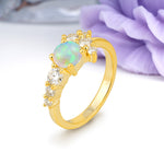 Unique and Luxurious 4-Prong Round Cut Fire Opal Engagement Ring - Additional view