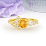 Unique and Luxurious 4-Prong Round Cut Citrine Engagement Ring - Additional view