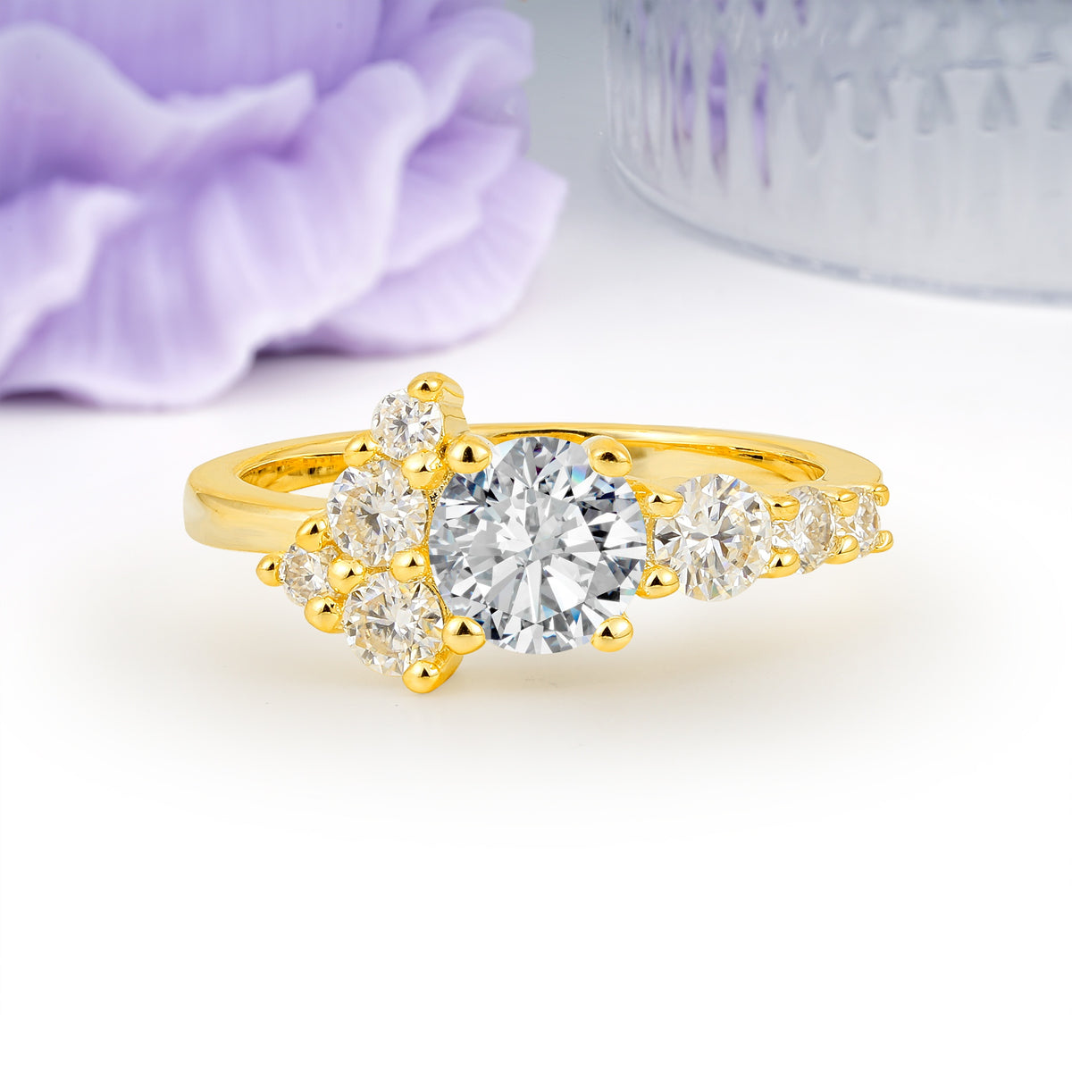Unique and Luxurious 4-Prong Round Cut Lab Diamond Engagement Ring - Additional view