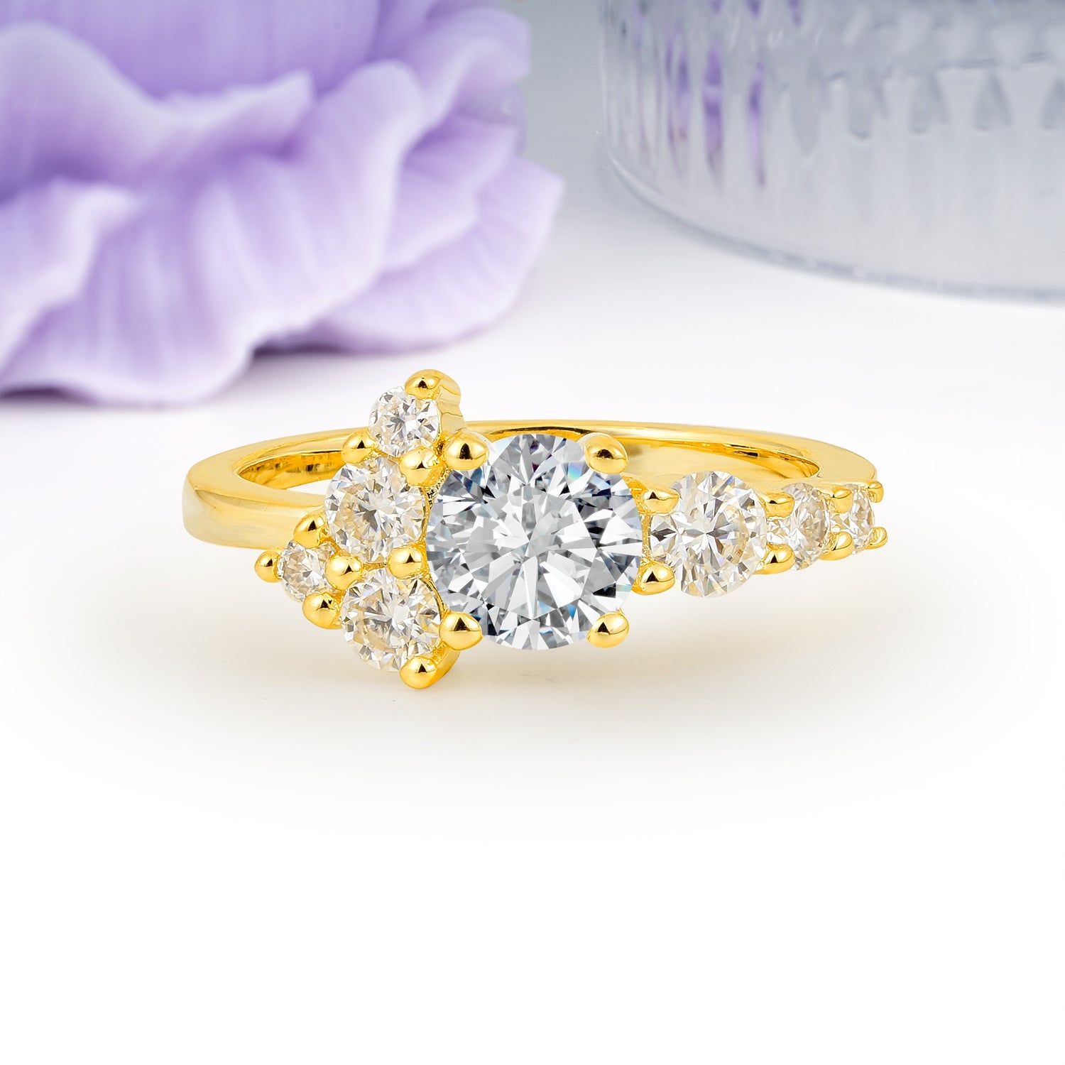 Unique and Luxurious 4-Prong Round Cut Lab Diamond Engagement Ring - Additional view