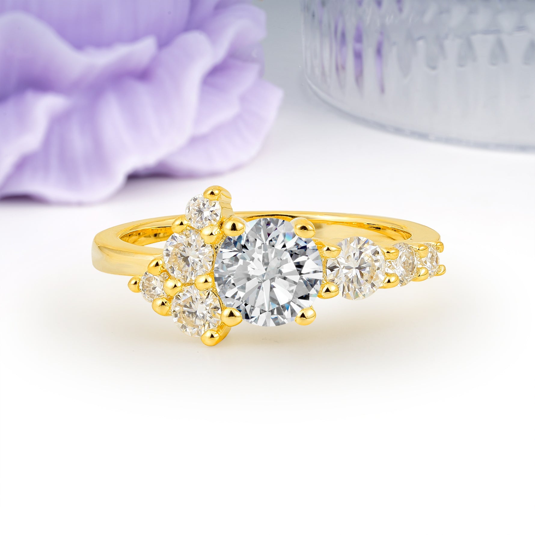 Unique and Luxurious 4-Prong Round Cut Lab Diamond Engagement Ring - Additional view