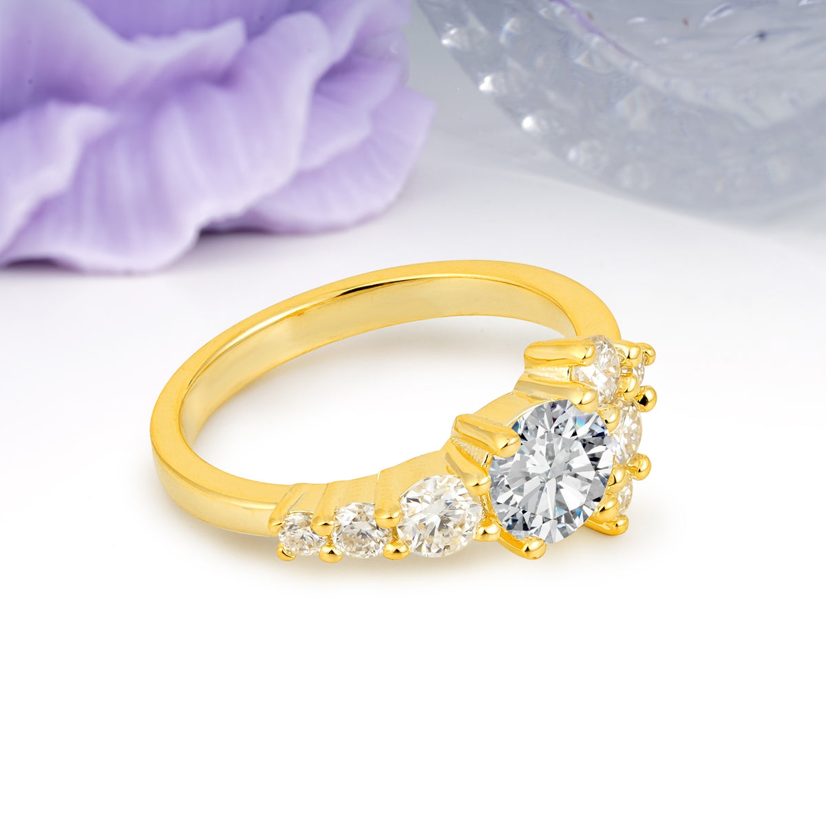 Unique and Luxurious 4-Prong Round Cut Lab Diamond Engagement Ring - Additional view