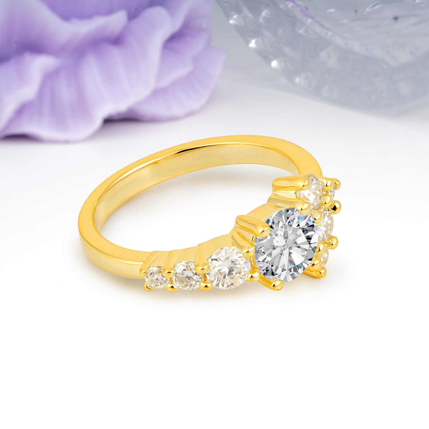 Unique and Luxurious 4-Prong Round Cut Lab Diamond Engagement Ring - Additional view