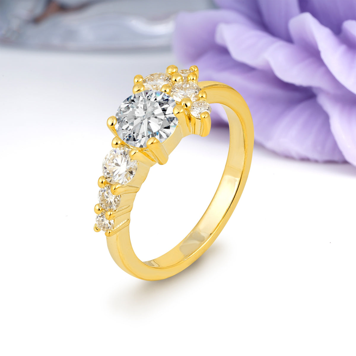 Unique and Luxurious 4-Prong Round Cut Lab Diamond Engagement Ring - Additional view