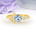 Unique and Luxurious 4-Prong Round Cut Aquamarine Engagement Ring - Additional view