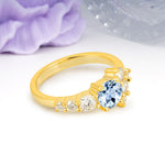 Unique and Luxurious 4-Prong Round Cut Aquamarine Engagement Ring - Additional view