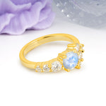 Unique and Luxurious 4-Prong Round Cut Moonstone Engagement Ring - Additional view