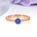 Classic & Minimalist Flush-Set Round-Cut Sapphire Engagement Ring - Additional view