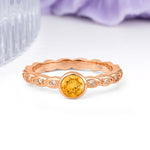 Classic & Minimalist Flush-Set Round-Cut Citrine Engagement Ring - Additional view