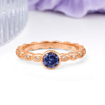 Classic & Minimalist Flush-Set Round-Cut Tanzanite Engagement Ring - Additional view