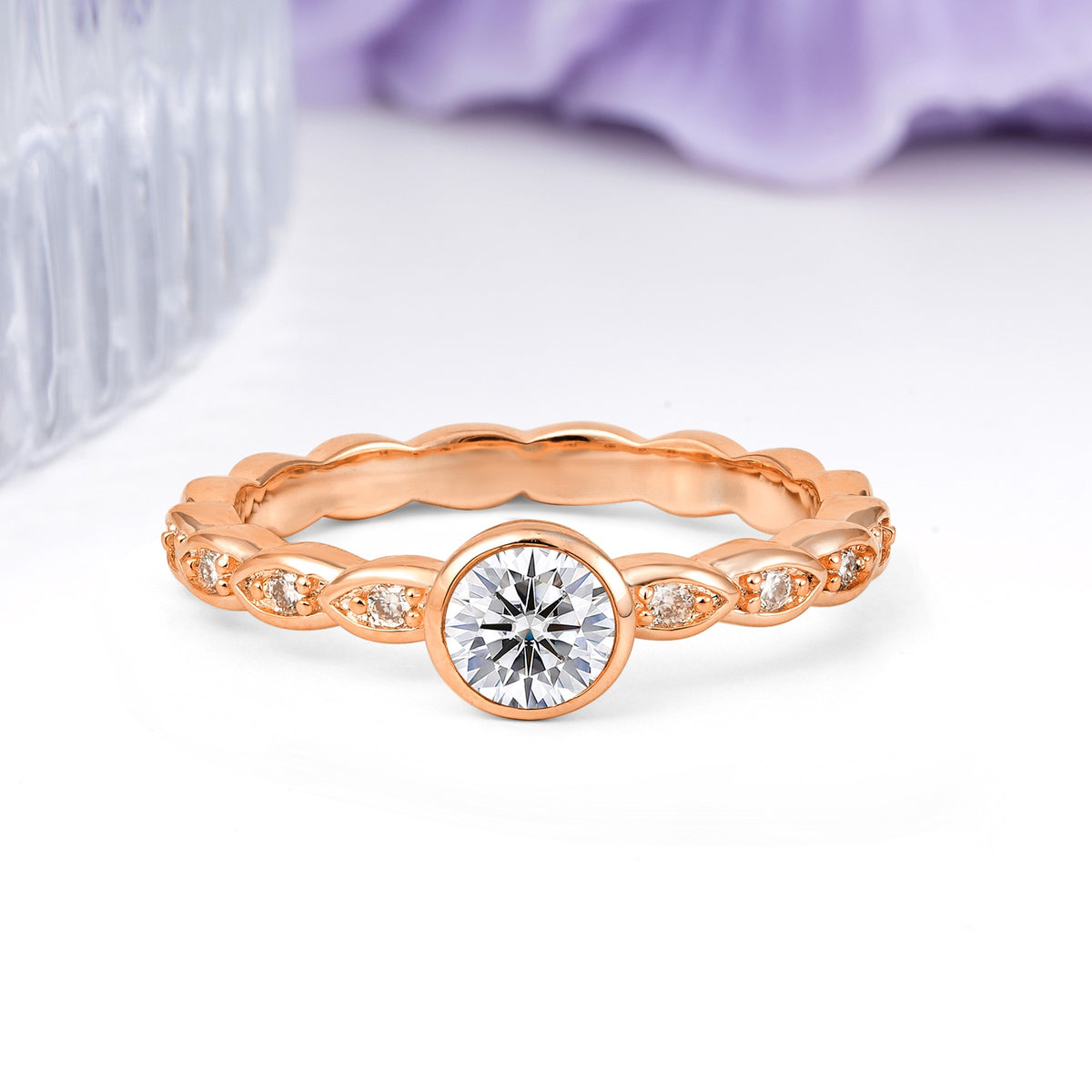Classic & Minimalist Flush-Set Round-Cut Lab Diamond Engagement Ring - Additional view