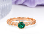 Classic & Minimalist Flush-Set Round-Cut Emerald Engagement Ring - Additional view